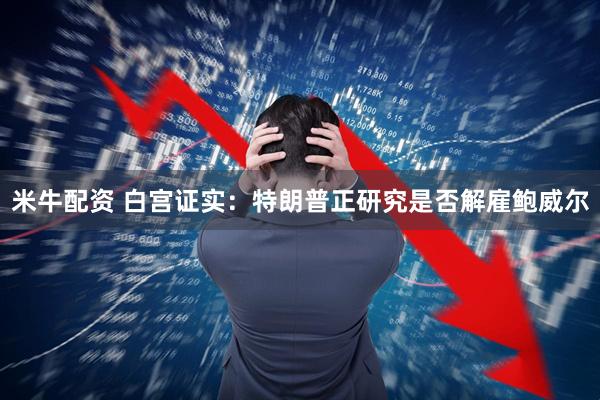 米牛配资 白宫证实：特朗普正研究是否解雇鲍威尔