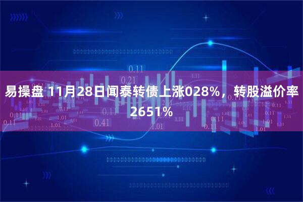 易操盘 11月28日闻泰转债上涨028%，转股溢价率2651%